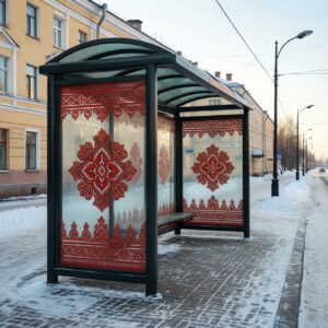 В Петрозаводске установили 12 новых остановочных павильонов с карельским орнаментом