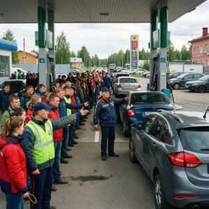Петрозаводск: волонтёры «Воздух Карелии» помогают сократить очереди на АЗС